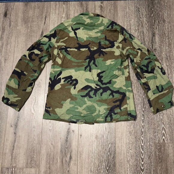 US Navy Woodland Camo Military Coat Mens Size Medium Combat Jacket - Picture 5 of 6